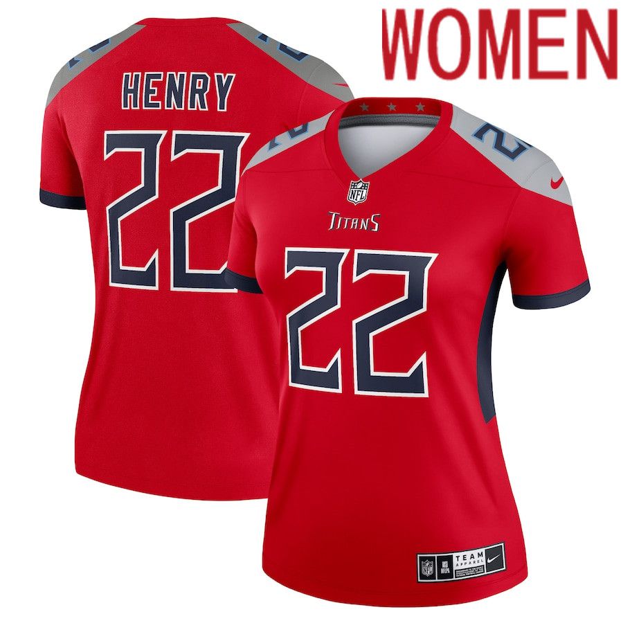 Women Tennessee Titans #22 Derrick Henry Nike Red Inverted Legend NFL Jersey->women nfl jersey->Women Jersey